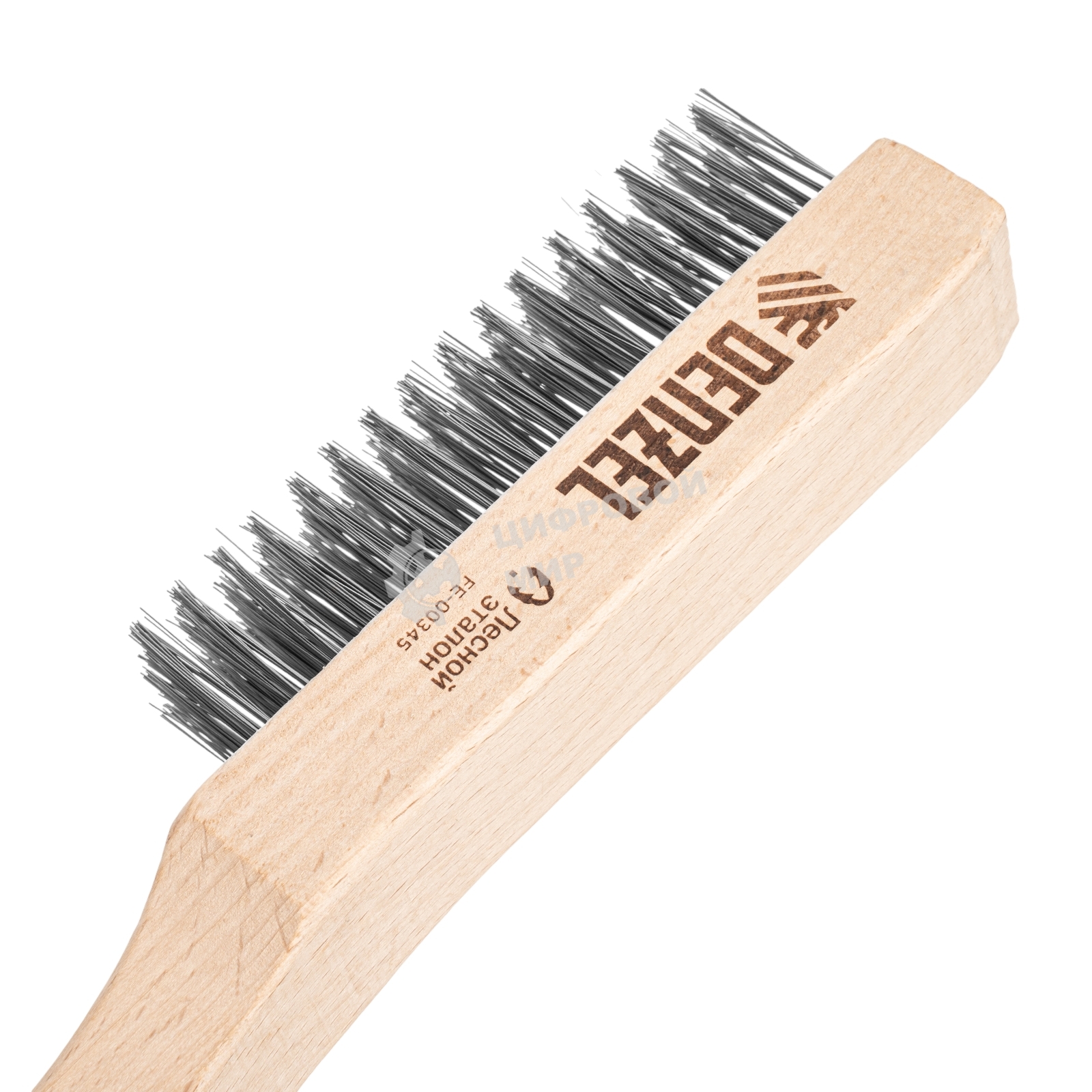 Щетка зачистная Denzel 5-и рядная, прямая проволока из нержавеющей стали с деревянной ручкой, EFP