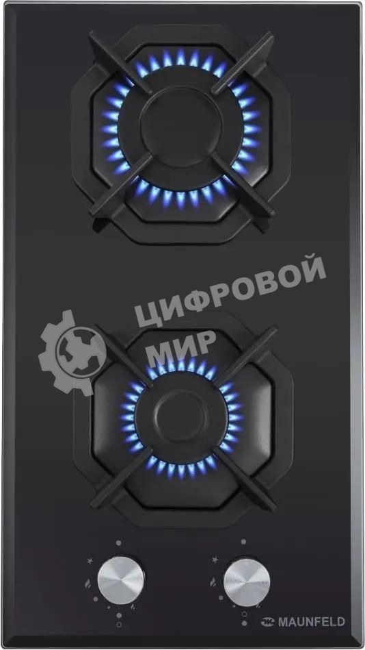 Газовая варочная панель Maunfeld EGHG.32.2CB/G, 2 конфорки, закаленное стекло, черный