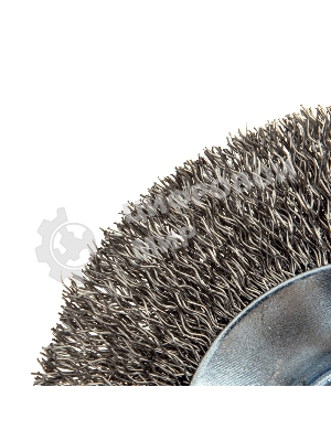 Щетка для УШМ Denzel 100 мм, М14, тарелка, витая нержавеющая проволока 0,3 мм