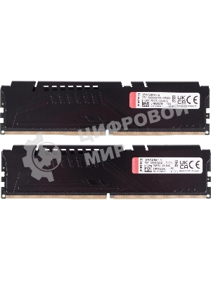 Оперативная память Kingston Fury Beast, DDR5, 32GB (2x16GB), 5200MHz, CL40, DIMM, радиатор, черный
