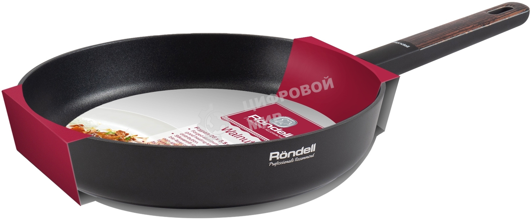 Сковорода Rondell Walnut RDA-1940 круглая 24 см, покрытие: антипригарное ручка несъемная (без крышки) черный