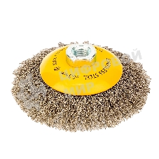 Щетка для УШМ Denzel 125 мм, М14, тарелка, витая нержавеющая проволока 0,3 мм