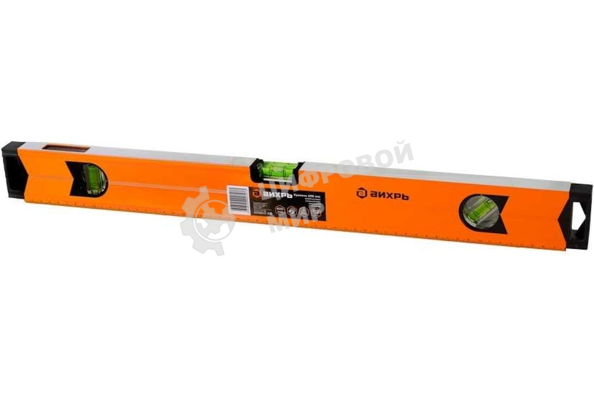 Уровень алюминиевый Вихрь Магнитный 600 мм, фрезерованный, 3 глазка/1 зеркальный/73/11/4/18