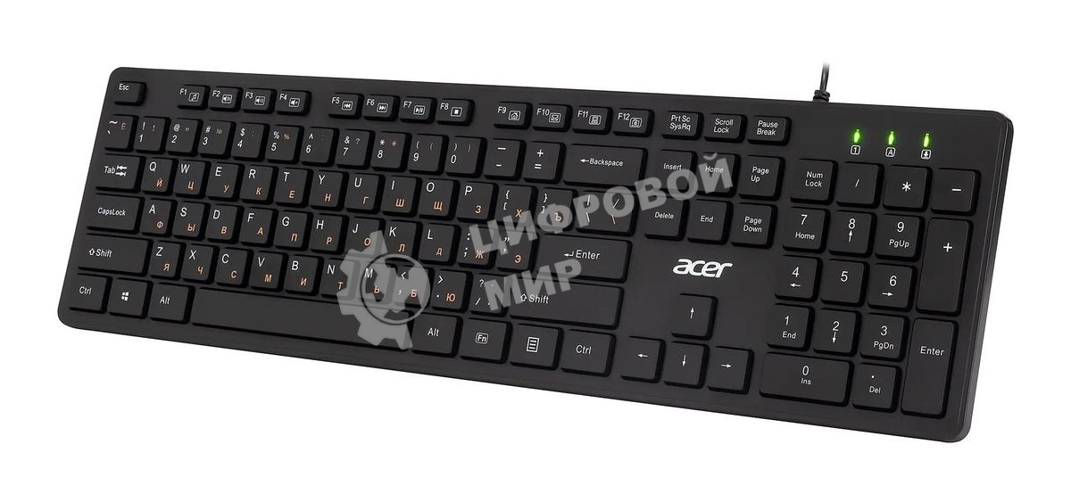 Клавиатура проводная Acer OKW122, USB, черный