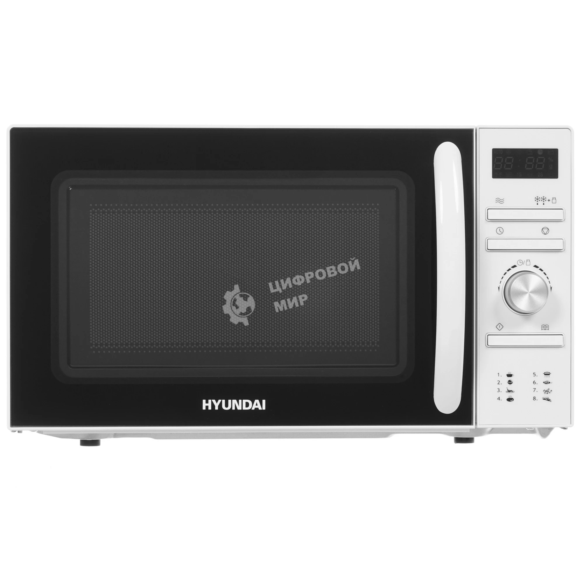 Микроволновая печь Hyundai HYM-D3027 белый, 20 л, 700 Вт, переключатели - кнопки, поворотный механизм