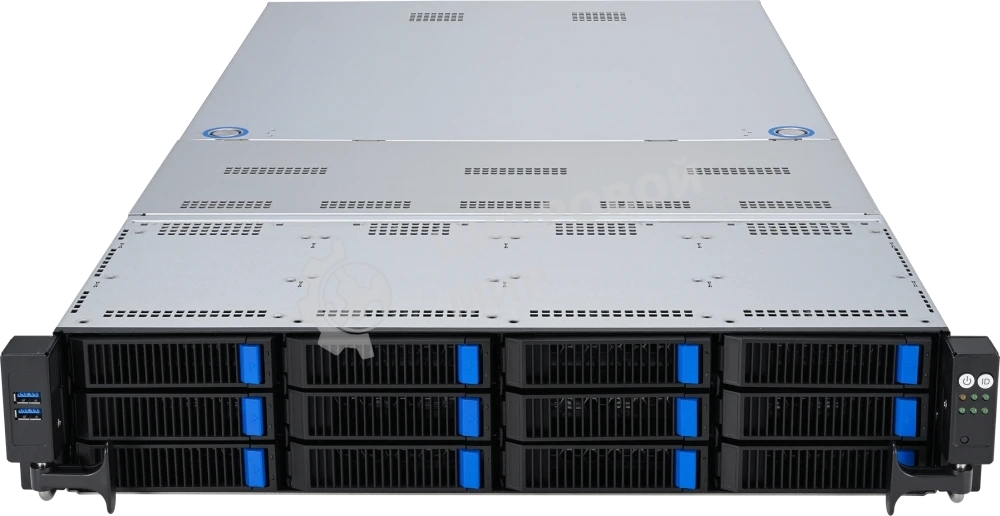 Серверная платформа ASUS RS720-E11-RS12U, 2U, 2 x LGA4677, 32 DIMM DDR5, 12=8 x NVMe/SAS*/SATA + 4 NVMe/SATA hs, 2 x M.2 slot, 2 x 10Gbe (X710) RJ45 port,Up to 8 slots PCIe 5.0, 1 x OCP 3.0, 1+1 1600W