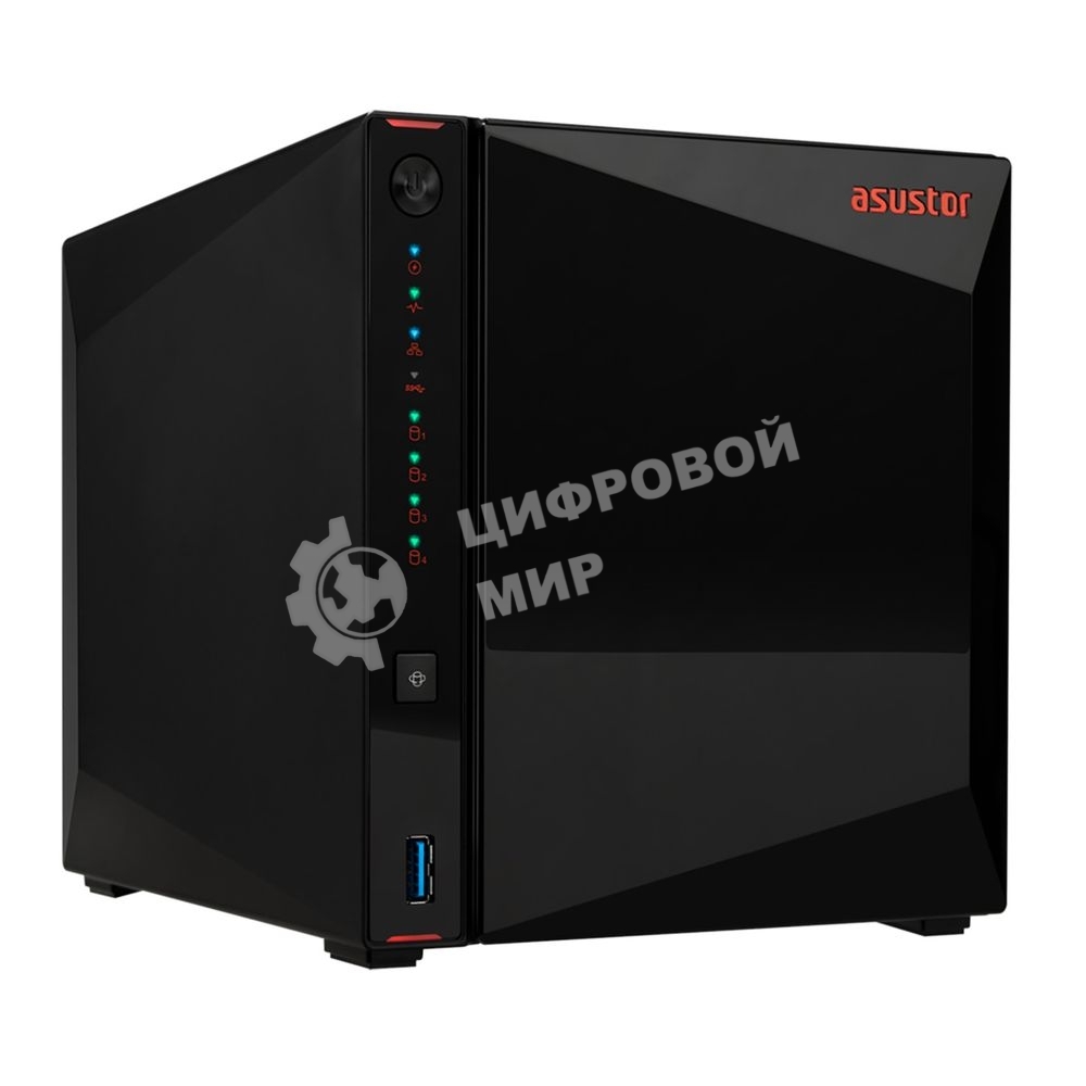 Сетевой накопитель ASUSTOR AS5404T 2-Bay NAS/Media player/Intel Celeron N5105 2.0GHz up to 2.9GHz, 4Gb SO-DIMM DDR4, noHDD(HDD,SSD),/2x 2,5Gb (LAN)/3xUSB3.2,HDMI; 90IX01R1-BW3S40