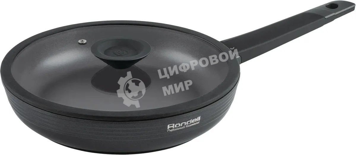 Сковорода Rondell Kontur RDA-1486, 24 см, с крышкой, графитовый