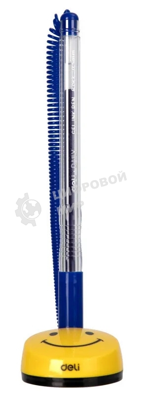 Ручка гелевая Deli E6793blue, d=0.5мм, синие чернила, на подставке сменный стержень, линия 0.35мм