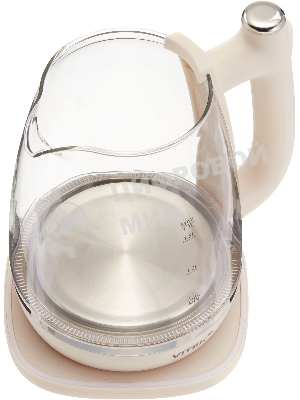 Чайник электрический Vitek VT-WK1072 1.7л. 1800Вт слоновая кость корпус: стекло