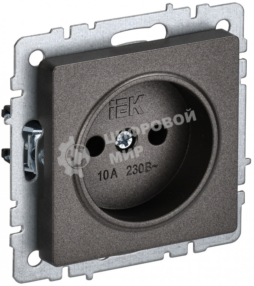 Розетка 1-местная IEK BRITE РС10-1-0-БрТБ без заземления, без защитных шторок, 10А, темная бронза