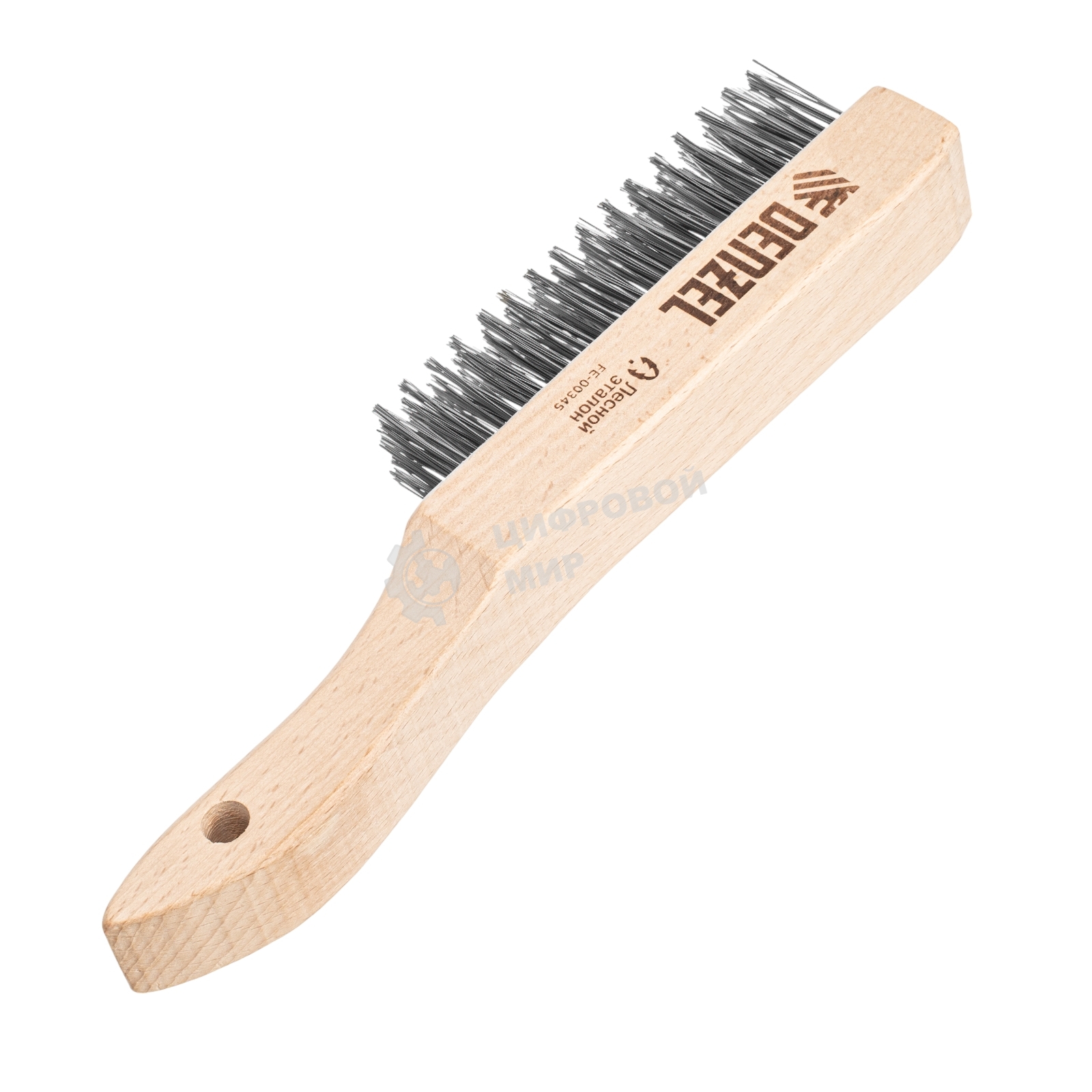 Щетка зачистная Denzel 5-и рядная, прямая проволока из нержавеющей стали с деревянной ручкой, EFP