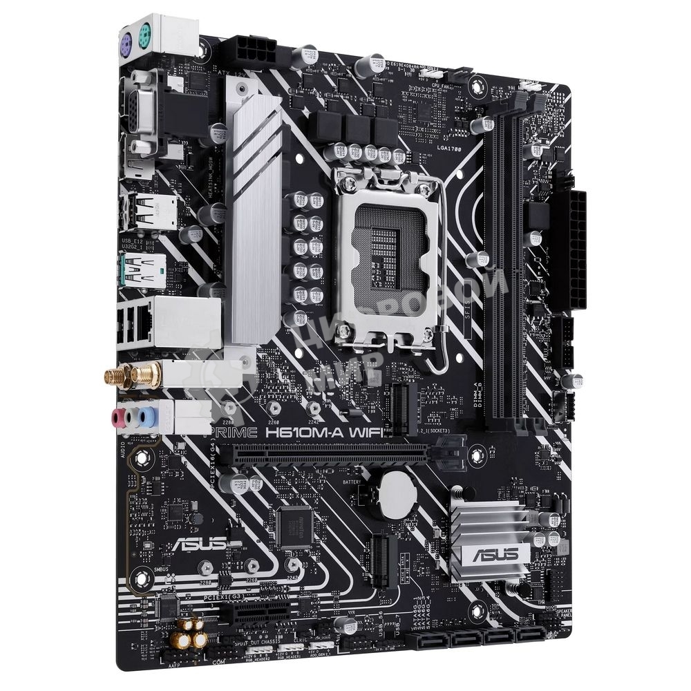 Материнская плата ASUS PRIME H610M-A WIFI, LGA 1700, Intel H610, 2xDDR5, 4xSATA, 2xM.2, 1xPCIe 4.0 x16, 1xDP, 1xHDMI, 1xVGA, 1x1Gb LAN, 1xUSB 3.2 Gen 2, 4xUSB 2.0, 3x3.5 мм, 7.1, mATX