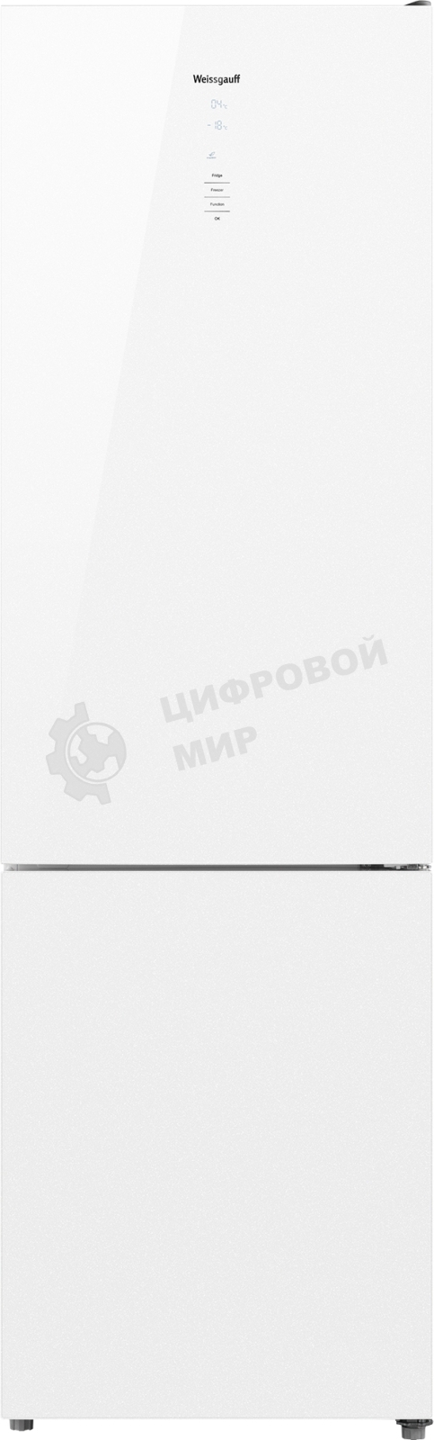 Холодильник Weissgauff WRK 1850 D белое стекло двухкамерный 223/94 л морозилка снизу, No Frost