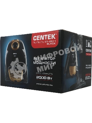 Пылесос Centek CT-2511 черный/желтый, 400/2000 Вт, уборка сухая, пылесборник мешок 2 л