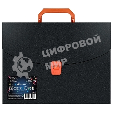 Папка-портфель Бюрократ Black Opal BLPP01OR 1 отделение, A4, пластик, 0.7мм, черный/оранжевый