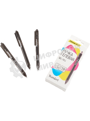 Набор ручек гелевых автоматическая Silwerhof NG Standart, d=0.5мм, черные чернила, коробка картонная (12шт)