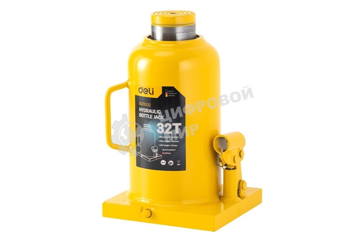 Домкрат бутылочный гидравлический Deli DQ71032 макс.грузоподъемность 32 т