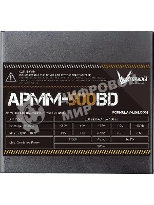 Блок питания Aerocool/Formula APMM-500BD, 500Вт, 80 PLUS Bronze, 120мм, черный