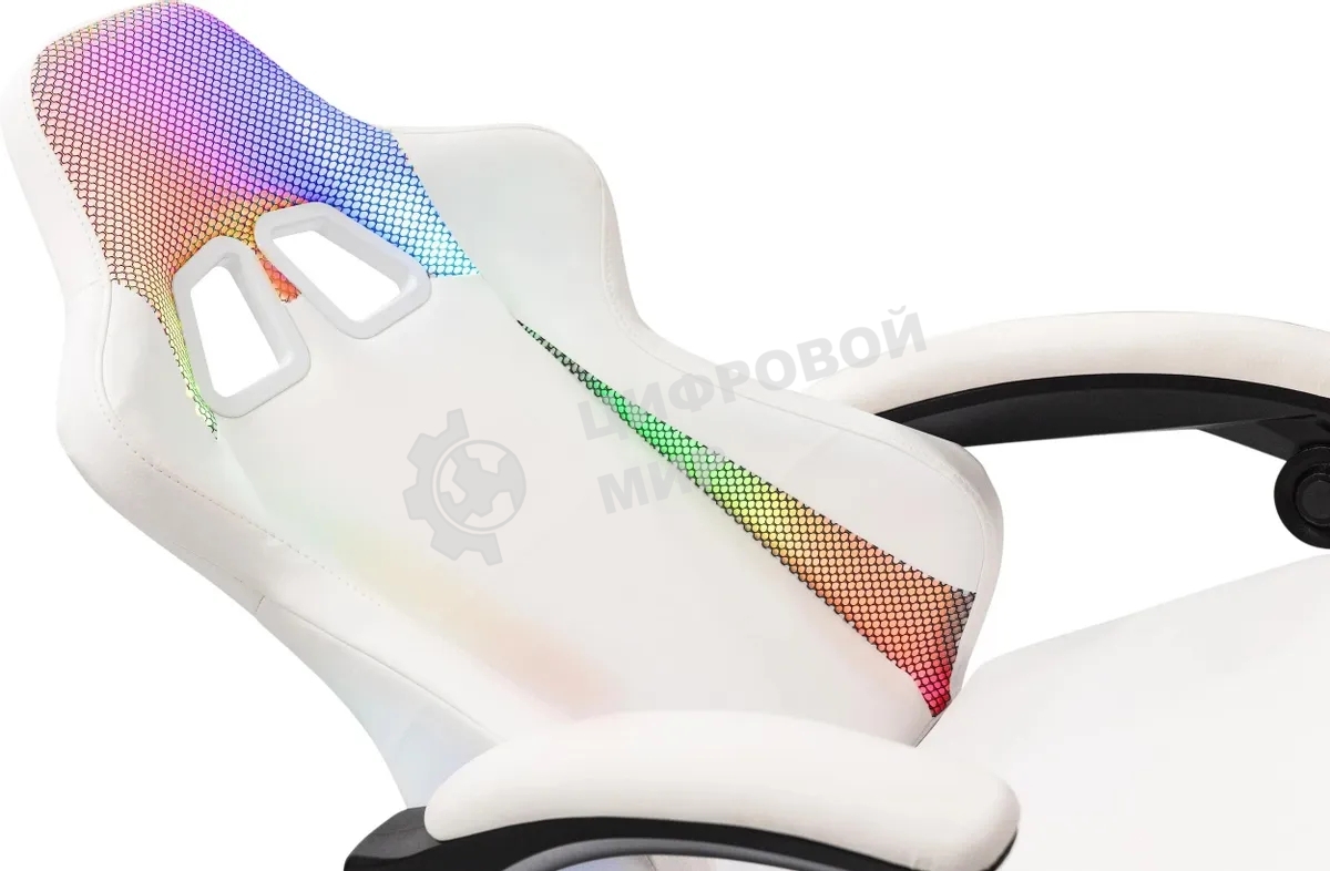 Кресло игровое Knight Wolf RGb белый эко.кожа/сетка, крестов. пластик