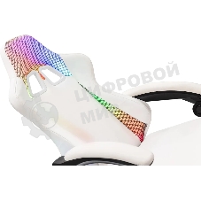 Кресло игровое Knight Wolf RGb белый эко.кожа/сетка, крестов. пластик