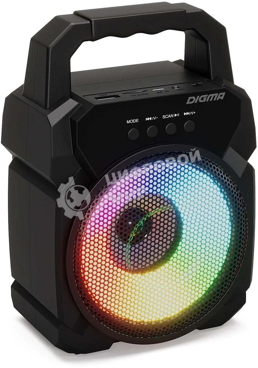 Портативная колонка Digma D-PS1500 черный 10 Вт 1.0 BT 10м 500mAh