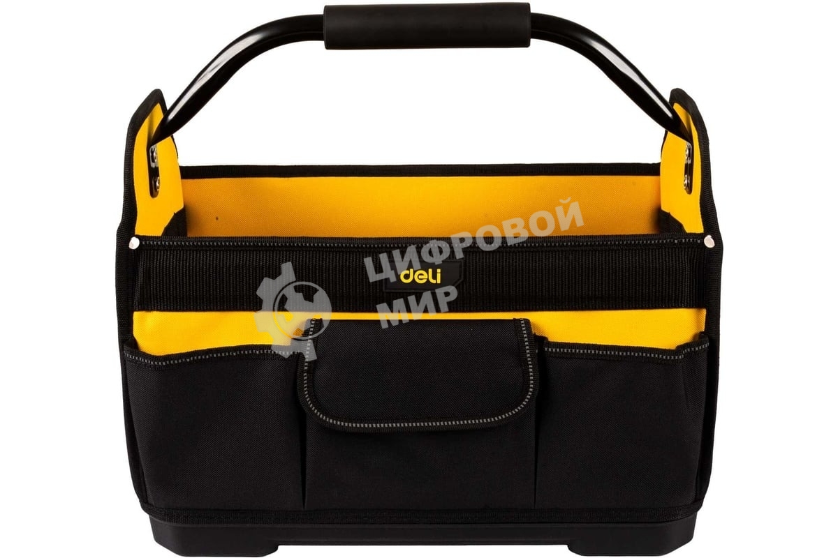 Сумка для инструментов каркасная с жестким пластиковым дном Deli DL586111 7 карманов, без плечевого ремня, ткань Оксфорд 600D