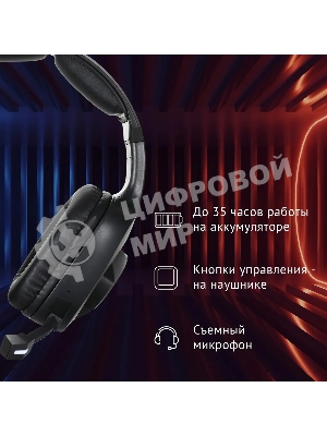 Гарнитура беспроводная/проводная с микрофоном Оклик HS-L575G черный накладные BT оголовье (1895253)