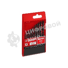 Набор сверл по металлу ЗУБР МАСТЕР 13шт(1.5-6.5мм), сталь Р6М5, класс В