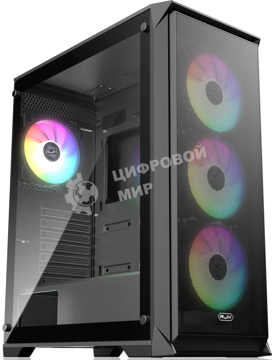 Корпус без блока питания Raijintek ARCADIA 41-MS4, Midi-Tower, TG, 1x120мм + 3x120мм ARGB, 2xUSB-A 3.0 + 1xUSB-C, ATX, mATX, mITX Black