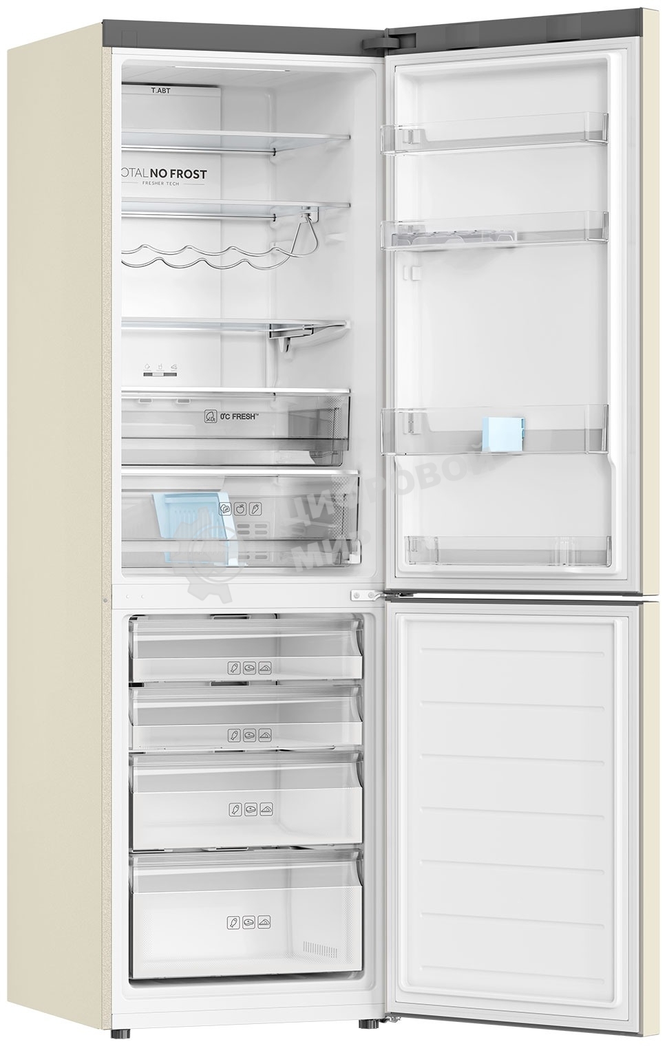 Холодильник Haier C2F636CCFDU1 бежевый двухкамерный 256/108 л морозилка снизу, No Frost