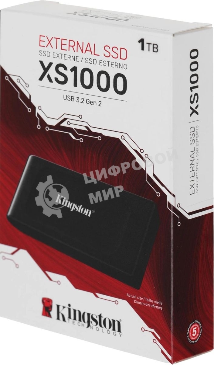 Внешний SSD Kingston XS1000, 1Tb, USB Type-C 3.1, R/W 1050 МБ/с / 1000 МБ/с черный