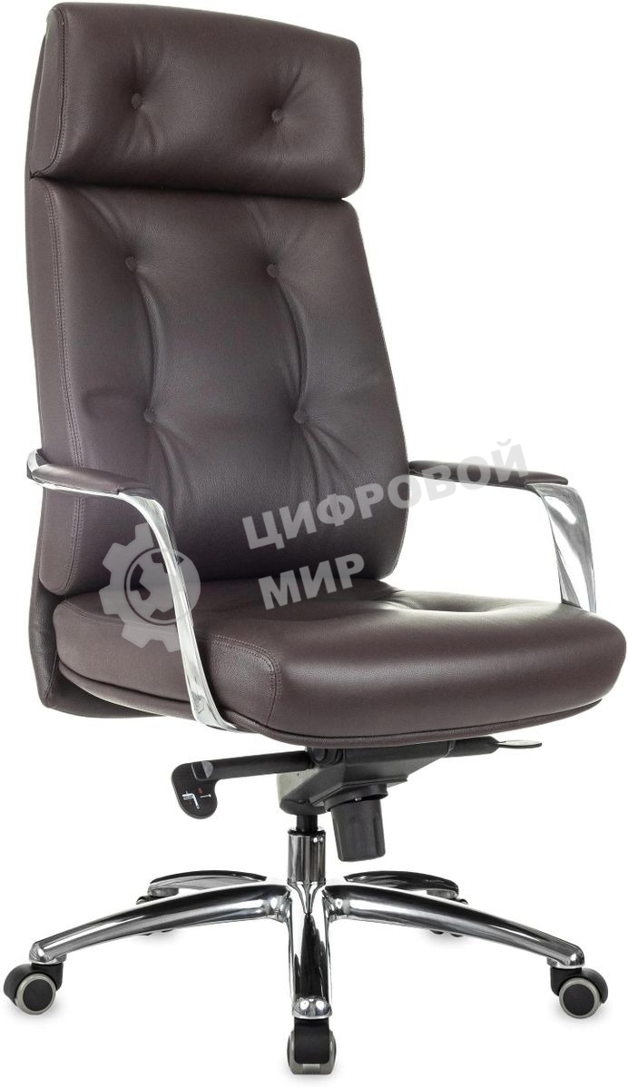 Кресло руководителя Бюрократ DAO/BROWN коричневый, кожа, крестовина алюминий