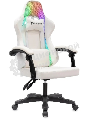 Кресло игровое Knight Wolf RGb белый эко.кожа/сетка, крестов. пластик