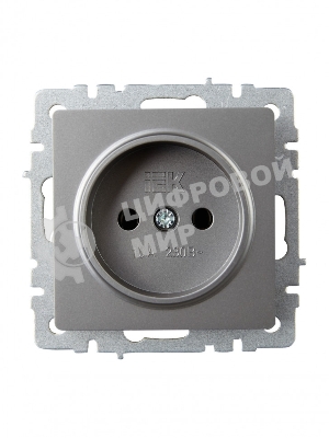 Розетка 1-местная IEK BRITE РС10-1-0-БрС без заземления, без защитных шторок, 10А, сталь