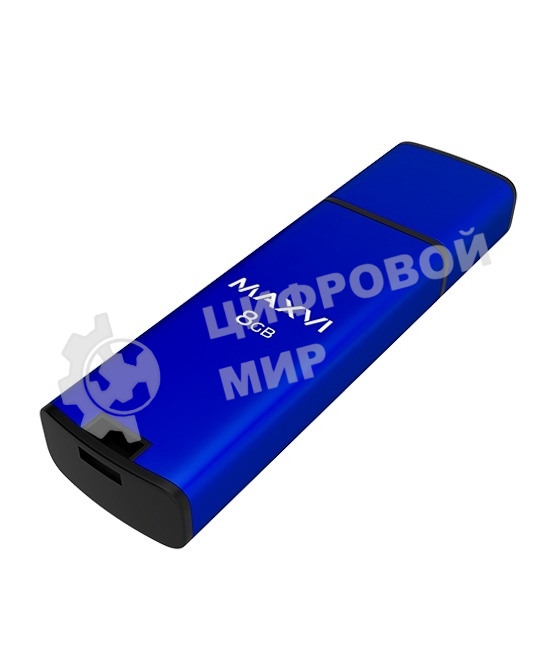 Флешка USB R/W Maxvi MP2 8Gb USB 2.0 blue, монолит с колпачком, ABS пластик + металл