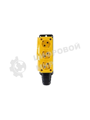 Розетка штепсельная Rexant трехместная, влагозащищенная, с/з, 16 А, IP54, каучук, желтый