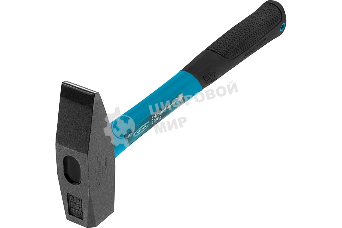 Молоток слесарный Gross 10279 1000 г, квадратный боек, фиберглассовая обрезиненная рукоятка