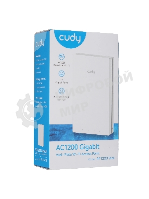 Точка доступа Wi-Fi Cudy AC1200 Gigabit Wall-Plate Access Point AC1200 Dual Band Gigabit Wall Plate Access Point, MT7621DAN+MT7613B+MT7603E, 867Mbps at 5GHz + 300Mbps at 2.4GHz, 1 x Gigabit PoE-IN Port, 802.3af/at, 4 x Gigabit RJ45 ports, LAN1 support PoE Out, Cudy Mesh Support