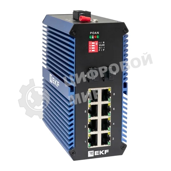 Коммутатор EKF TSX-U-2GX/SFP-8GTP, 8×1 Гбит/с PoE + 2×1 Гбит/с SFP, неуправляемый