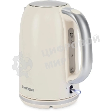 Чайник электрический Hyundai HYK-S9900 1.7 л, 2200 Вт, молочный/серебристый корпус: металл