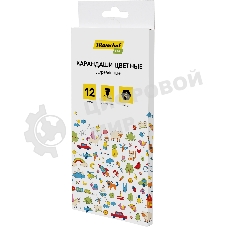 Карандаши цветные Silwerhof Eco 2.65 мм, шестигранный профиль, дерево, ассорти, 12 цветов, коробка с европодвесом