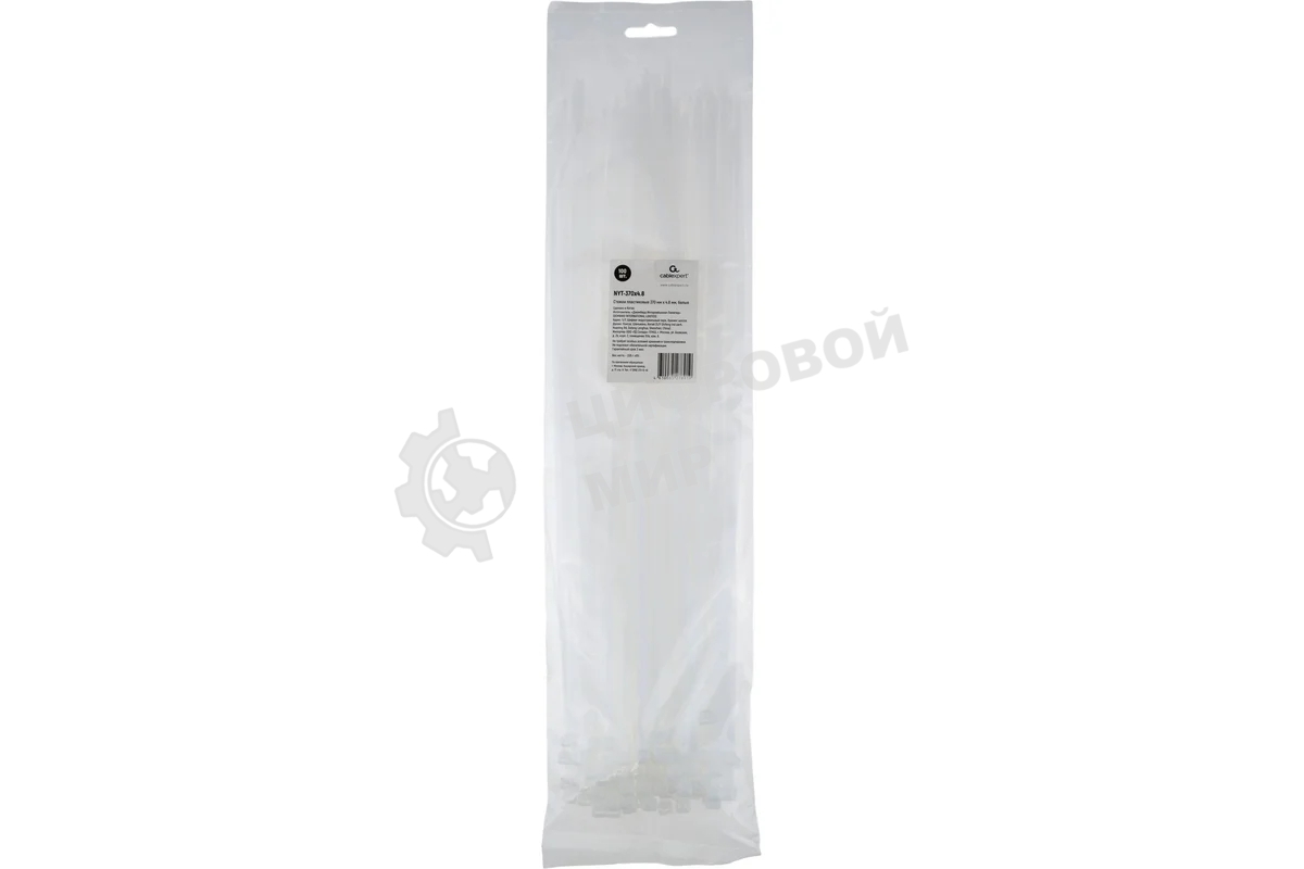 Стяжки Cablexpert NYT-370x4.8 пластиковые 370 мм х 4.8 мм, белые (100 шт.)