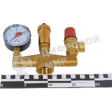 Группа безопасности котла 1' с манометром предохранительным клапаном и автоматическим воздухоотводчиком