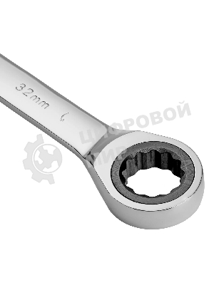 Ключ комбинированный Denzel, с трещеткой, 32 мм