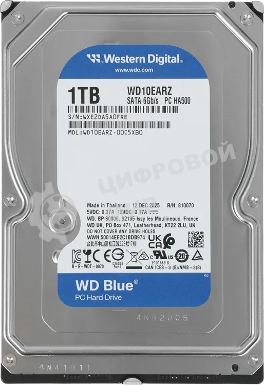 Жесткий диск HDD WD Blue 1Tb 5400rpm SATA 64Mb 3.5