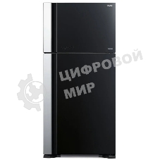 Холодильник Hitachi R-VG660PUC7-1 GBK черный стекло двухкамерный 405/145л морозилка сверху No Frost