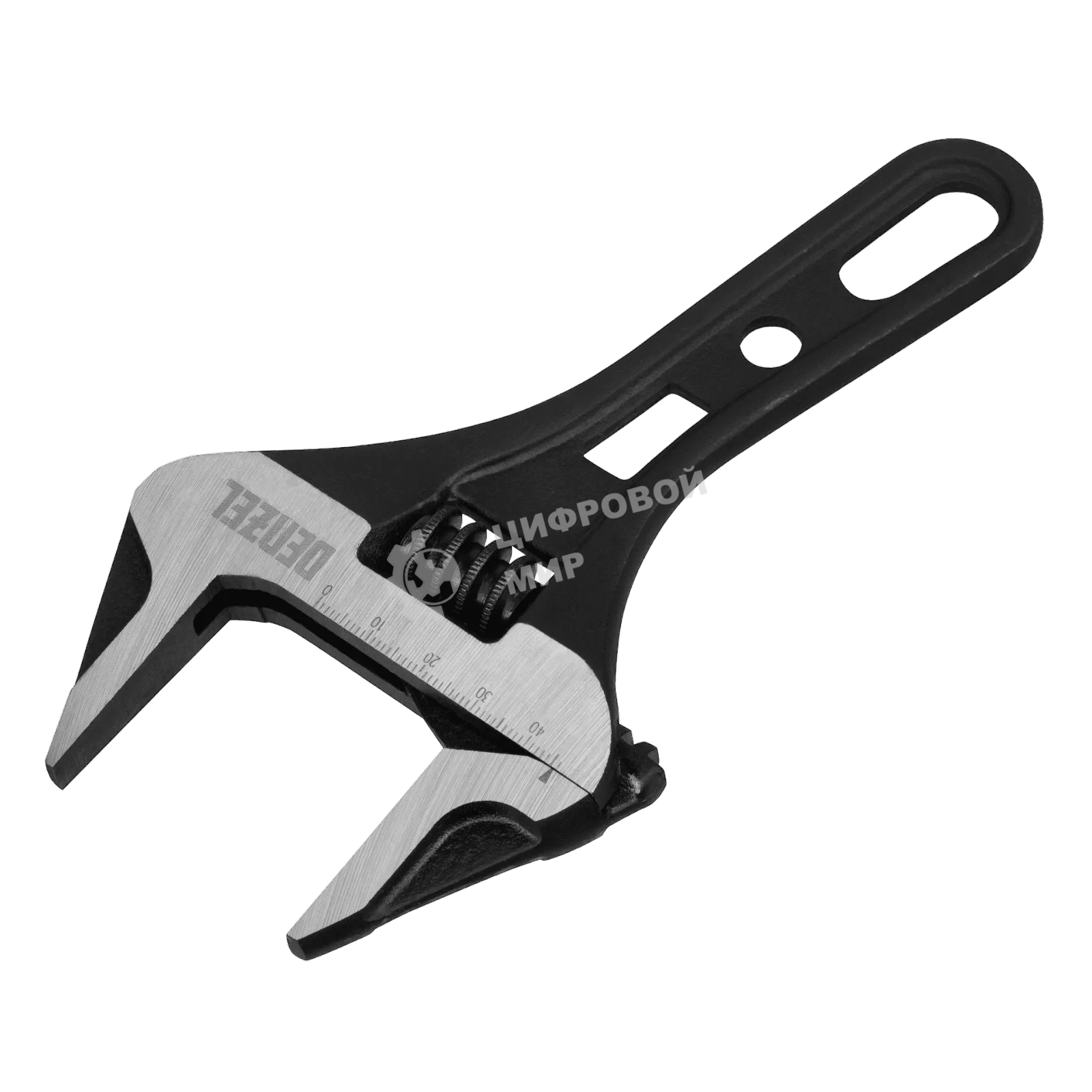 Ключ разводной Denzel 185 мм, CrV, кованый, укороченная рукоятка