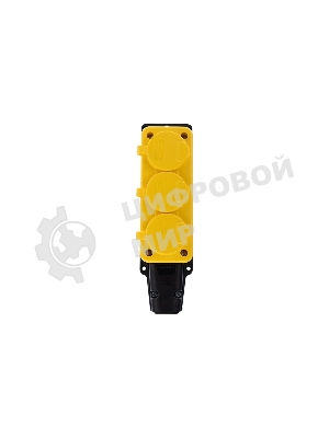 Розетка штепсельная Rexant трехместная, влагозащищенная, с/з, 16 А, IP54, каучук, желтый