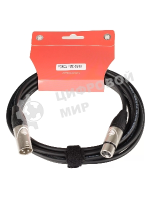 Кабель микрофонный FORCE FMC-05/4.5XLR (M) - XLR (F), высококачественный балансный, малошумящий с проводниками из безкислородной меди OFC, диаметр 6 мм, профессиональные металлические разъемы, длина 4,5 м, цвет черный
